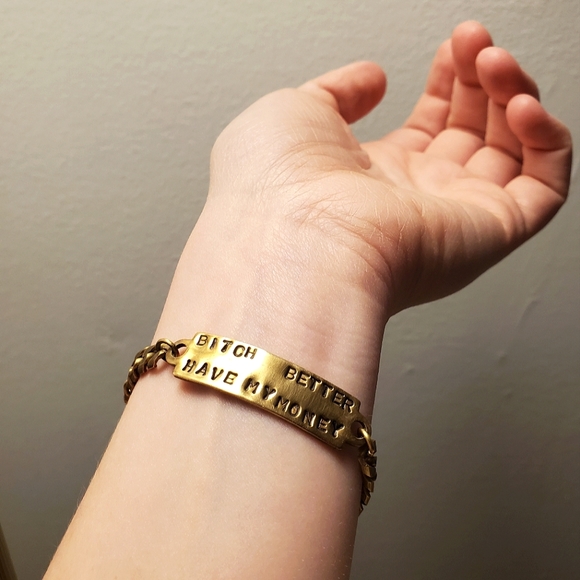 Goldeen Custom Brass ID Bracelet "B*tch Better Have My Money" BBHMM - Picture 5 of 9